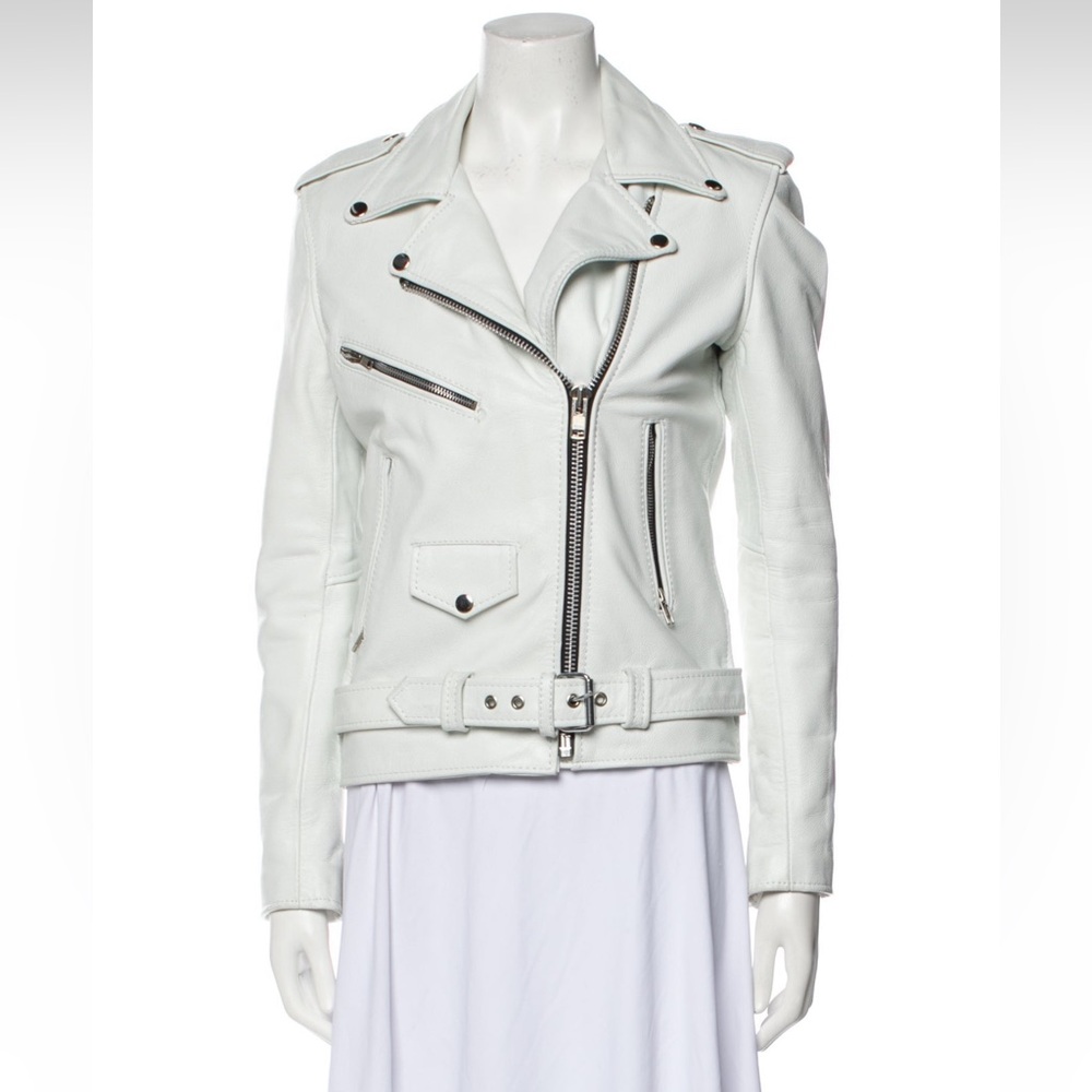 Understated Leather White Leather Biker Jacket - RARE